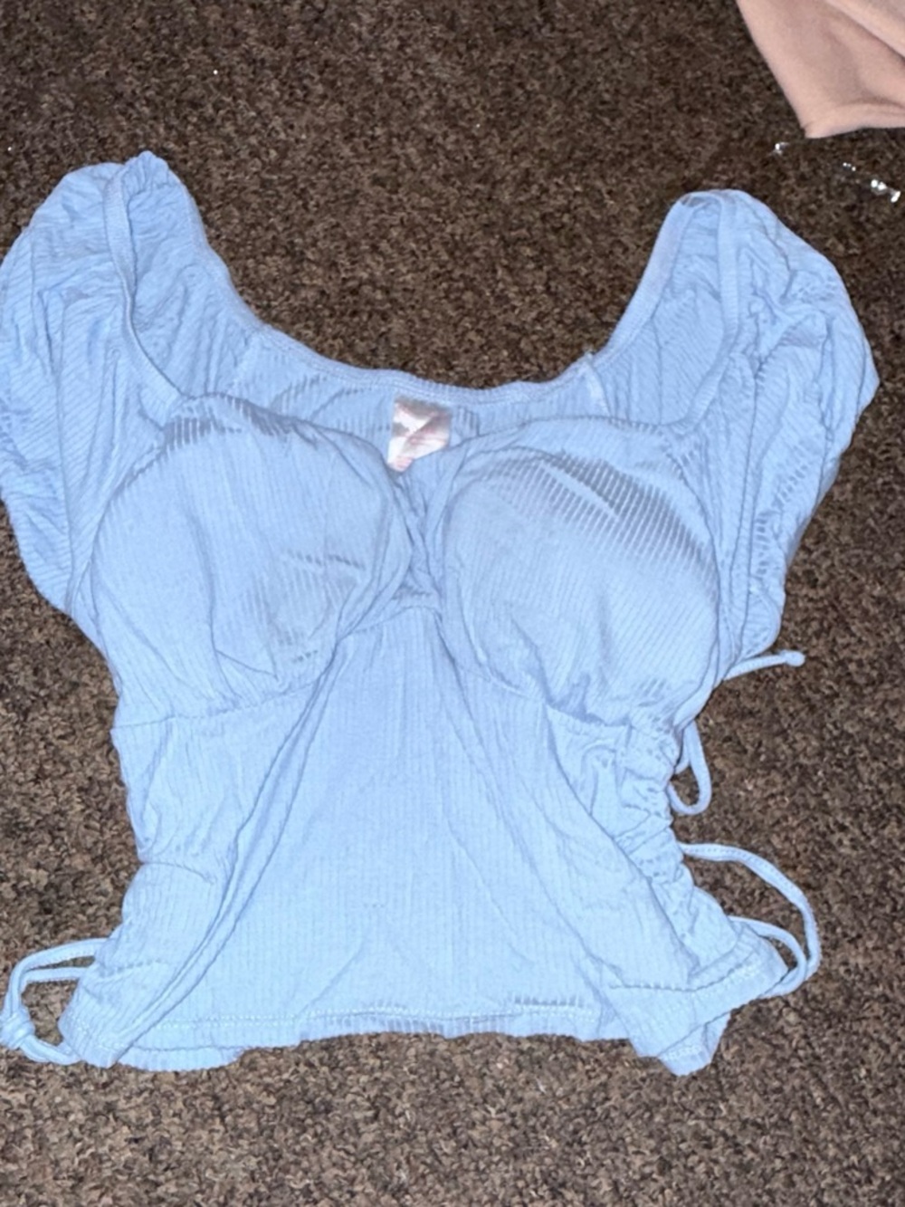 No Boundaries Light Blue Ribbed Crop Top
